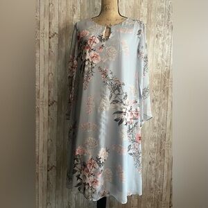 Connected Apparel Light Blue Floral Sheath Dress
